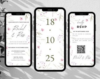 Elegant Floral Animated Wedding Invitation: Wildflower RSVP (Digital Download)