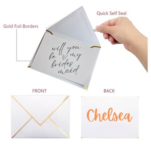 Cartão personalizado "Você será minha madrinha?" com nome e envelope personalizados | Cartão elegante para proposta de madrinha | Convite para festa de casamento