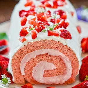 Strawberry Roll Cake Recipe PDF | Ad-Free Digital Dessert Download for Easy Baking