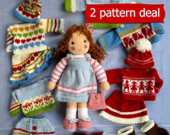 2 PATTERN deal / AMY JANE doll knitting pattern / knitted doll clothes pattern / Pdf Instant Download / Dollytime