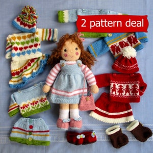 2 PATTERN deal / AMY JANE doll knitting pattern / knitted doll clothes pattern / Pdf Instant Download / Dollytime