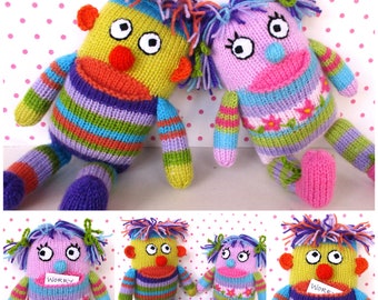 Little Worry Monsters, 10'' worry eater, toy knitting pattern, worry doll, DK on 2 needles, instant download