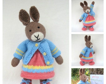 Mother Bunny - 13" (33cm) - rabbit doll knitting pattern - INSTANT DOWNLOAD