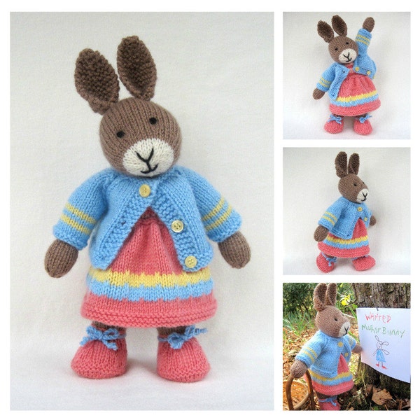 Mother Bunny - 13" (33cm) - rabbit doll knitting pattern - INSTANT DOWNLOAD