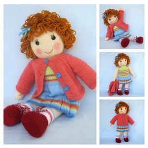 Belinda Jane 18'' 45cm Doll knitting pattern cardigan, skirt and top, DK yarn, 2 straight needles, instant download image 2