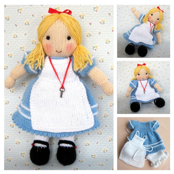 Alice in Wonderland - 14" (35cm) - Doll knitting pattern - story book doll