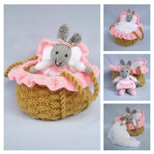 Baby Bunny, toy knitting pattern, bunny knitting pattern, toy crib, rabbit doll toy, pdf