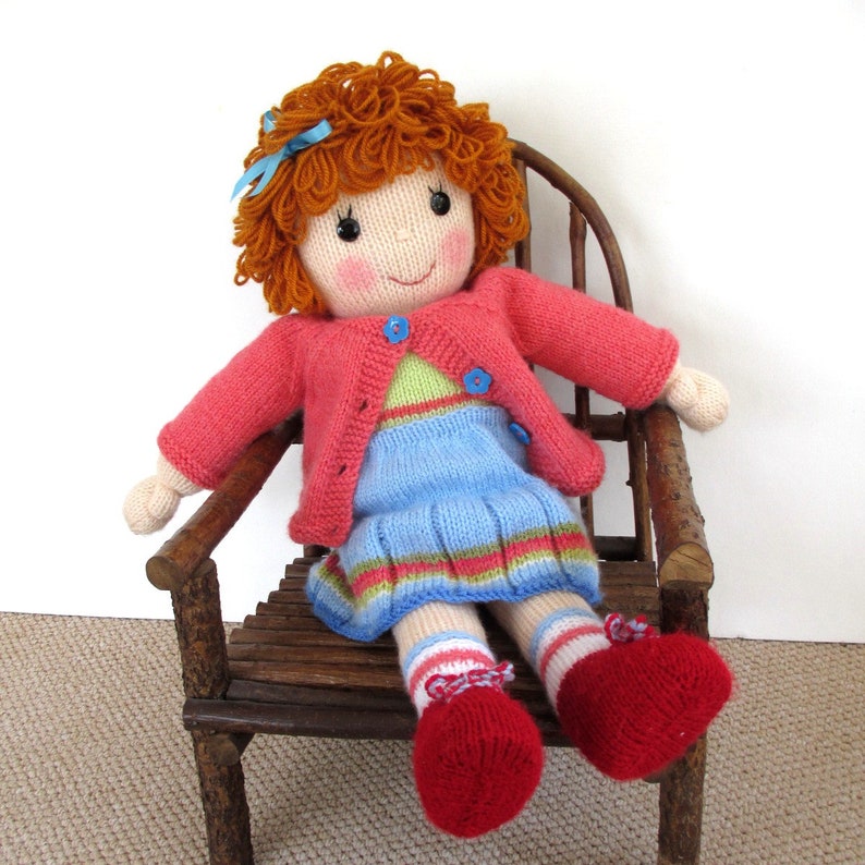 Belinda Jane 18'' 45cm Doll knitting pattern cardigan, skirt and top, DK yarn, 2 straight needles, instant download image 3