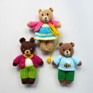 10 BUSY LITTLE BEARS 4 10cm, teddy bear knitting pattern, toy knitting pattern, doll house bear, pdf image 4