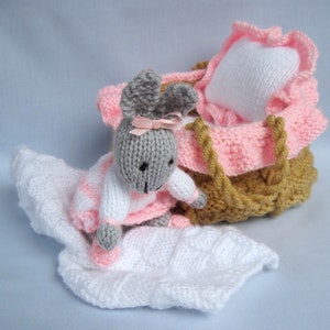 Baby Bunny, toy knitting pattern, bunny knitting pattern, toy crib, rabbit doll toy, pdf image 1