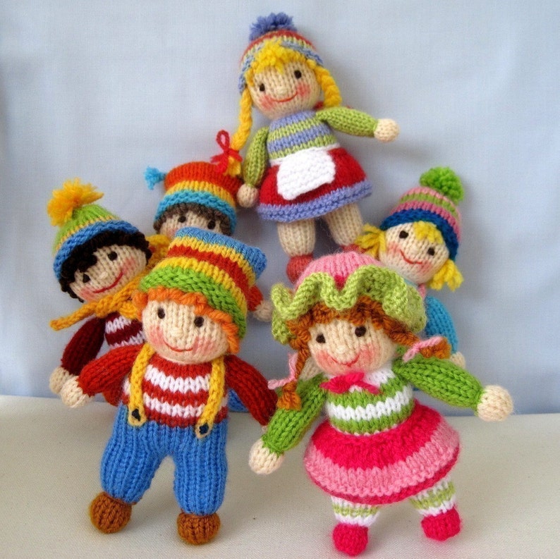 10 Jolly Tots, toy knitting pattern, 6 15cm, small doll knitting pattern, toy knitting pattern, Pdf instant download image 7