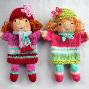 Hand puppet knitting pattern/ Knitted flat on 2 needles/Glove puppets/ Ruby and Rose/ Pdf instant download/