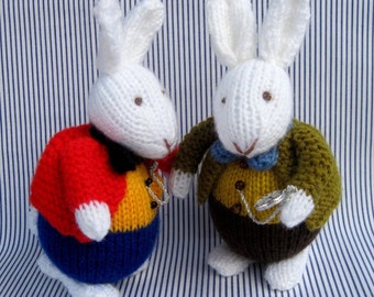 WHITE RABBIT in Wonderland - knitted toy doll - PDF email knitting pattern