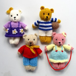 10 BUSY LITTLE BEARS 4 10cm, teddy bear knitting pattern, toy knitting pattern, doll house bear, pdf image 2