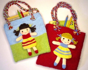 NEW - Little Doll on a Bag - 6'' Dolly - 7" Bag - Children's bags, Fun bags for kids - Pdf Instant download