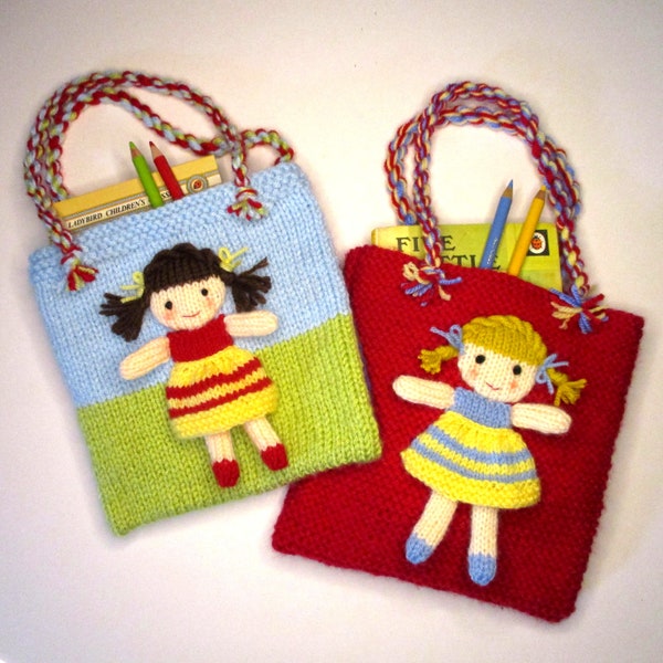 NEW - Little Doll on a Bag - 6'' Dolly - 7" Bag - Children's bags, Fun bags for kids - Pdf Instant download