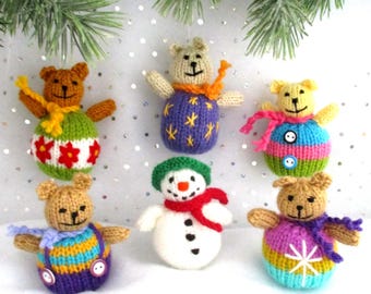 Bauble Bears - Knitted Christmas tree decorations - Stocking fillers - Party bag fillers - Fund Raisers - Stash busters - pdf