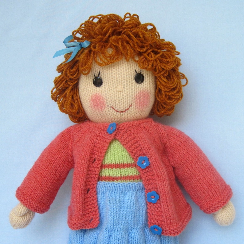 Belinda Jane 18'' 45cm Doll knitting pattern cardigan, skirt and top, DK yarn, 2 straight needles, instant download image 7