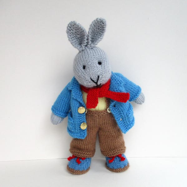 Father Bunny - 13" (33cm) - rabbit doll knitting pattern - INSTANT DOWNLOAD