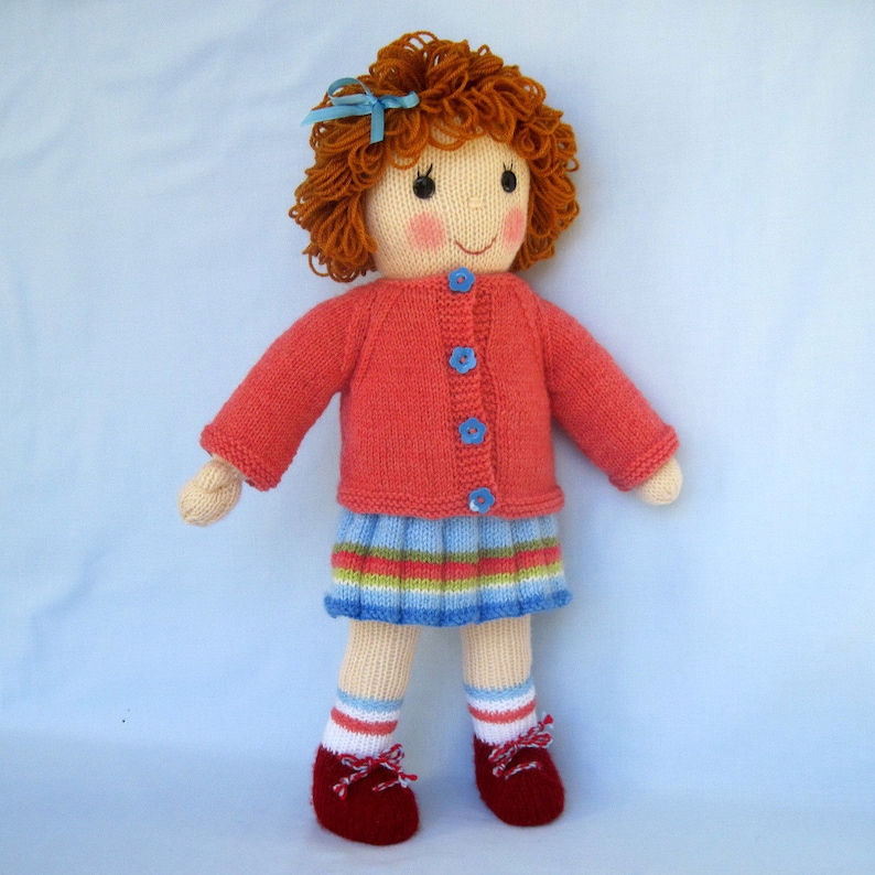 Belinda Jane 18'' 45cm Doll knitting pattern cardigan, skirt and top, DK yarn, 2 straight needles, instant download image 4