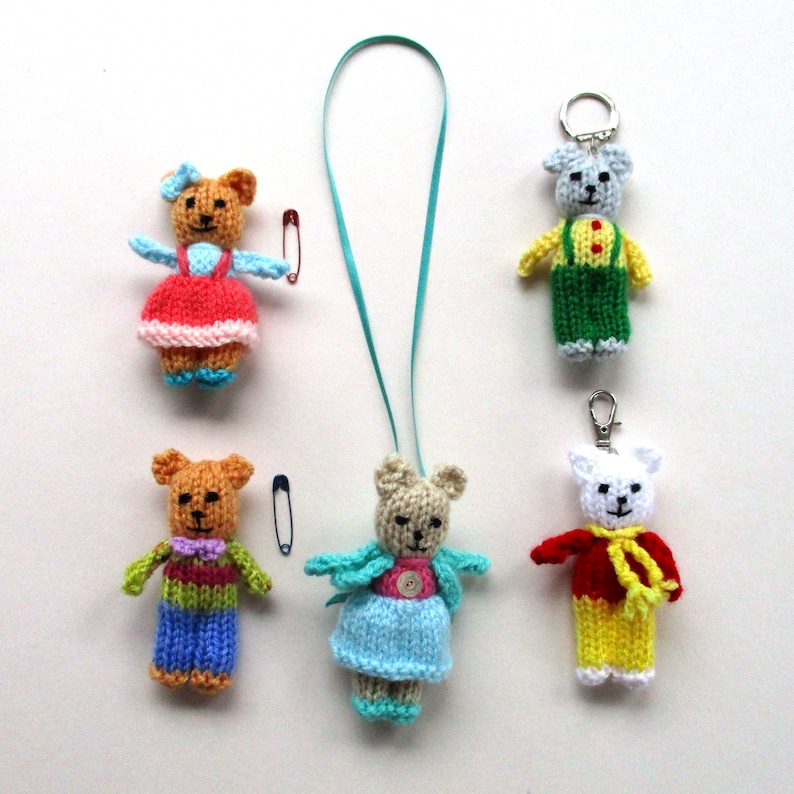 NEW 10 Tiny 3'' Bears and Cottage Bag Toy knitting pattern Pocket Doll Instant Download PDF image 6