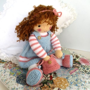 Amy Jane - 16&quot; (40cm) - Knitted flat on 2 needles - DK YARN - doll knitting pattern, toy knitting pattern, instant download Pdf