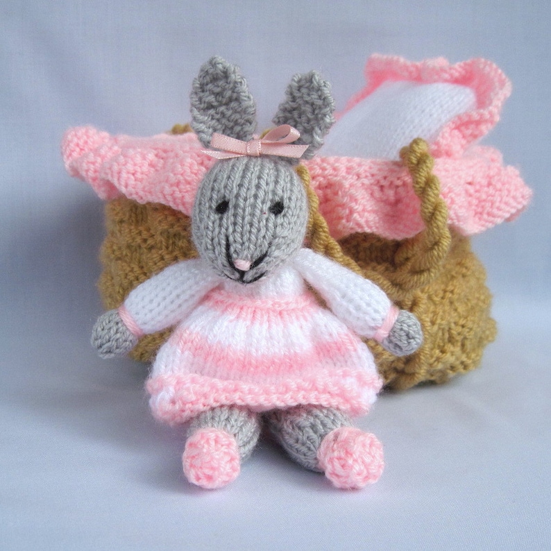 Baby Bunny, toy knitting pattern, bunny knitting pattern, toy crib, rabbit doll toy, pdf image 5