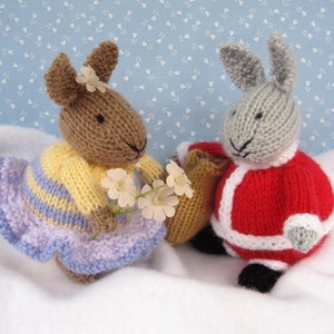 6 Winter Bunnies 6 15cm rabbit doll knitting pattern INSTANT DOWNLOAD toy rabbits image 3