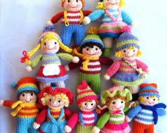 10 Jolly Tots, modèle de tricot de jouet, 6 » (15 cm), modèle de tricot de petite poupée, modèle de tricot de jouet, téléchargement instantané Pdf