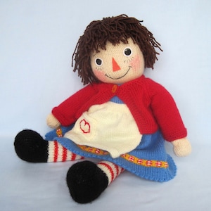 Merrily Ann/ Raggedy Ann 18 45cm Doll knitting pattern DK Yarn, 2 needles dress, cardigan, apron Toy knitting patten Pdf image 5