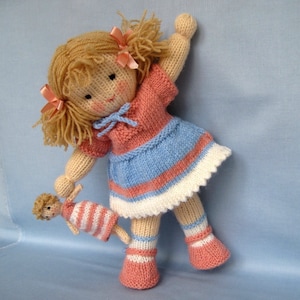 Lulu and tiny doll - 12&quot; (30cm), doll knitting pattern, DK yarn - 2 straight needles, instant download