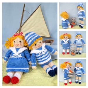 Jolly Shipmates - 7" (18cm) doll knitting pattern - INSTANT DOWNLOAD