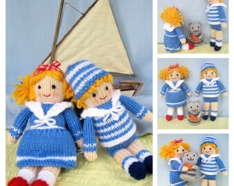 Jolly Shipmates - 7" (18cm) doll knitting pattern - INSTANT DOWNLOAD