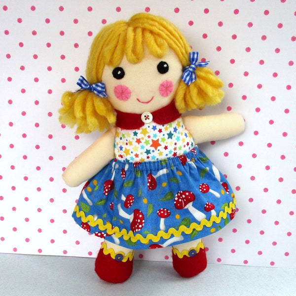 Little Dolly 11" (28cm) - rag doll sewing pattern + 3 skirts - easy to make - Toy sewing pattern - PDF Instant Download