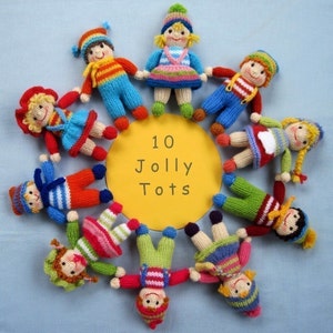 10 Jolly Tots, toy knitting pattern, 6 15cm, small doll knitting pattern, toy knitting pattern, Pdf instant download image 2