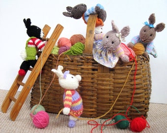 Rabbit Rascals - 7'' (18cm), bunny knitting pattern - Toy knitting pattern,  DK pattern - PDF instant download