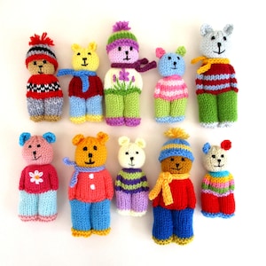 NEW - 10 Quick to Knit Bears - 3 sizes, 11cm, 12cm, 14cm - knitted flat on 2 needles - DK yarn - pocket pals - pdf