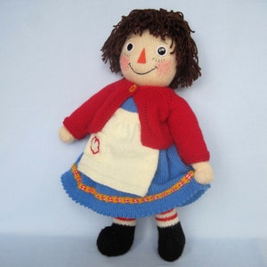Merrily Ann/ Raggedy Ann 18 45cm Doll knitting pattern DK Yarn, 2 needles dress, cardigan, apron Toy knitting patten Pdf image 3