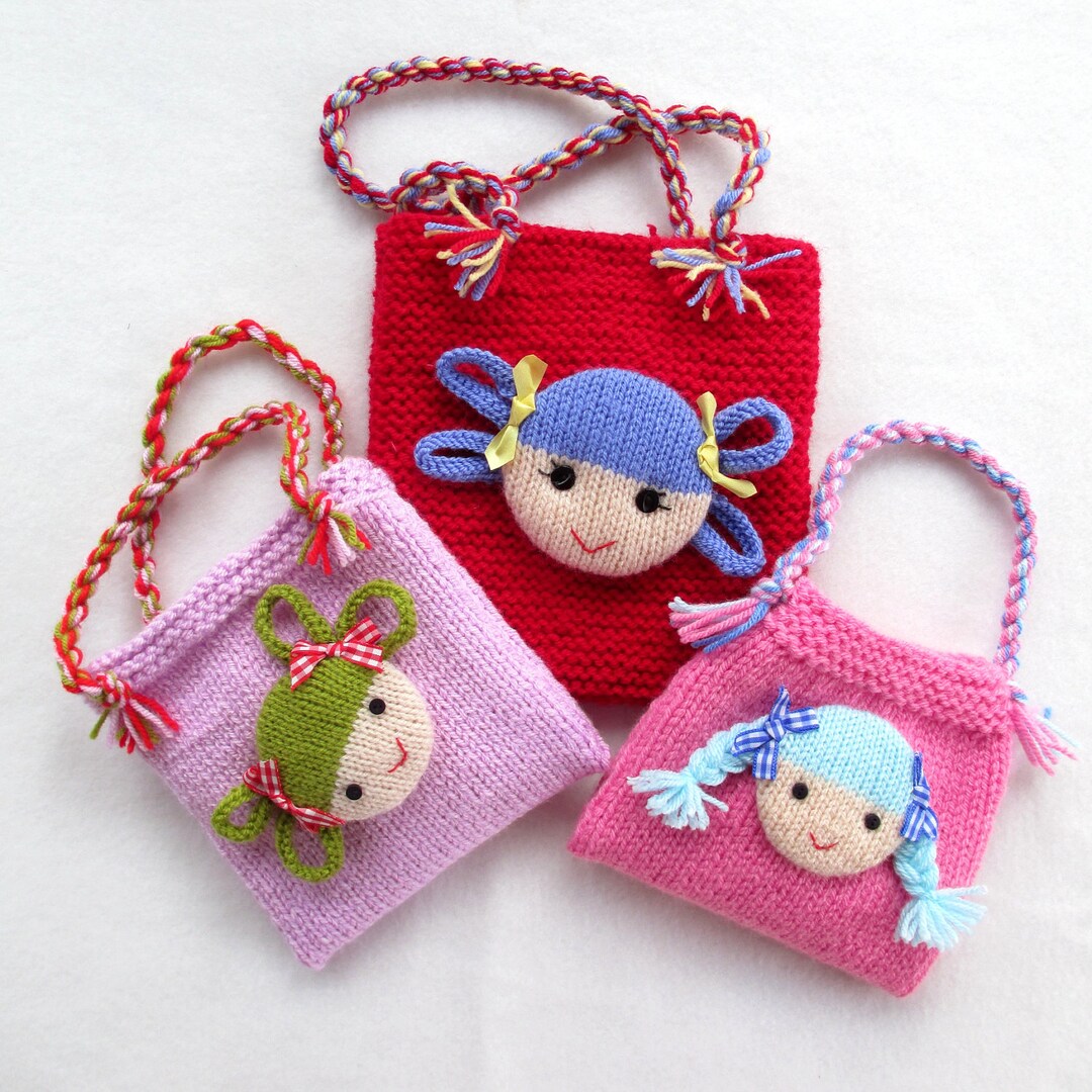 Jolly Dolly Bags 6 15cm, Child's Knitted Bag Pattern Bag Knitting