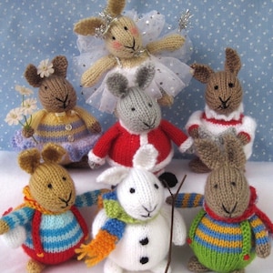 6 Winter Bunnies 6 15cm rabbit doll knitting pattern INSTANT DOWNLOAD toy rabbits image 5