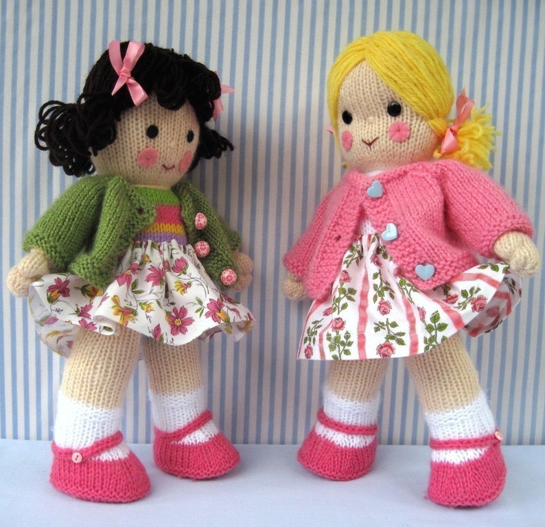 Polly and Kate 13 33cm, cardigans, dresses, skirts, bags, headband doll knitting pattern, DK yarn, 2 straight needles, toy, Pdf image 8