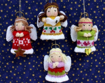 LITTLE ANGELS - 4&quot; (10cm) - angel knitting pattern,  Christmas decoration - Doll knitting pattern, toy knitting pattern, Pdf