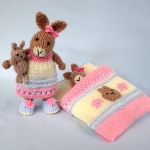 Bedtime Bunny, 7.5" (18cm) - Knitted rabbit doll pattern, Toy knitting pattern, Pdf