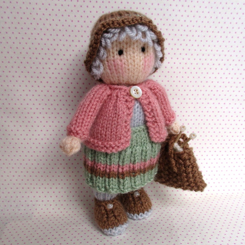 Granny Pearl 7 17cm small doll knitting pattern pattern for granny image 6