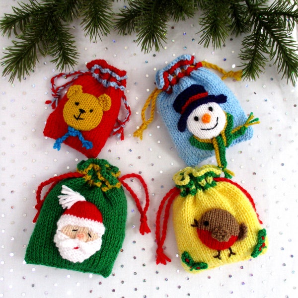 Bags of Festive Fun - 4" (10cm) Christmas bags - party bags - Christmas tree decorations - PDF instant download