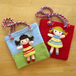 Little Doll on a Bag - 6'' Dolly - 7" Bag - Children's bags, Fun bags for kids - Pdf Instant download