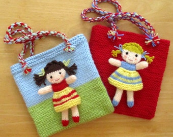 Little Doll on a Bag - 6'' Dolly - 7" Bag - Children's bags, Fun bags for kids - Pdf Instant download