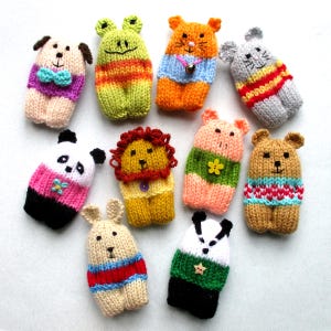 NEW - 10 Pocket Animals, 10cm (4''), quick and easy, knitted flat on 2 needles, DK yarn, pocket pals - pdf