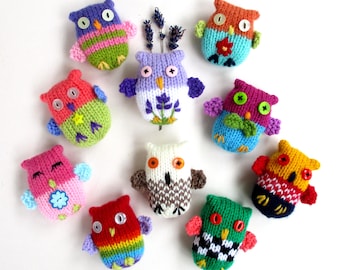 10 TINY OWLS - 3'' (7cm) owls quick and easy to make. Lavender sachet - Pocket Pal - Great stash busters - pdf instant download