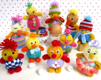 10 CHEERFUL CHICKS - Pocket pals - 4" (10cm) - Easter decorations - Fund raisers - Egg cosies - Pdf instant download